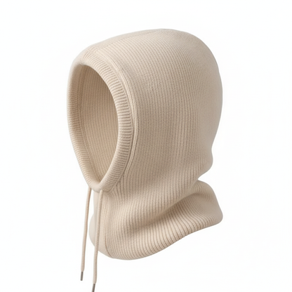 Knitted Hooded Caps Winter Balaclava Hats Women Korean Style Outdoor Warmer Drawstring Hats One-piece Neck Collar Beanies Cap